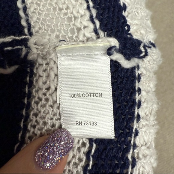 Cupio size small gray/blue duster length Striped Open-Front Cardigan Sweater - Picture 4 of 6